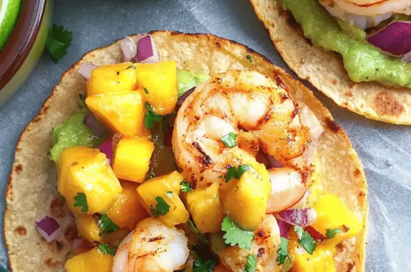 Roasted Shrimp Tostadas with Mango Coconut Salsa