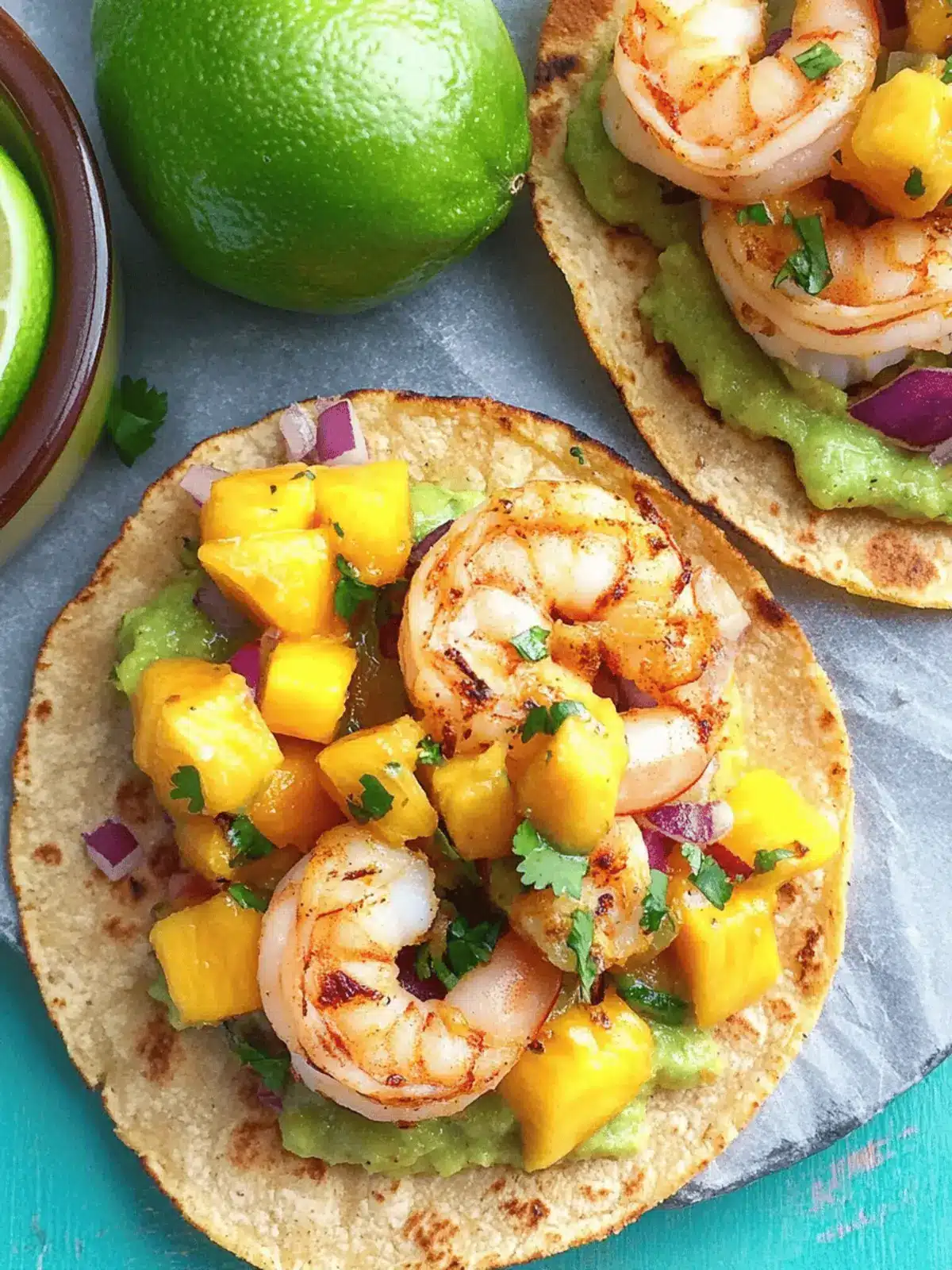 Roasted Shrimp Tostadas with Mango Coconut Salsa
