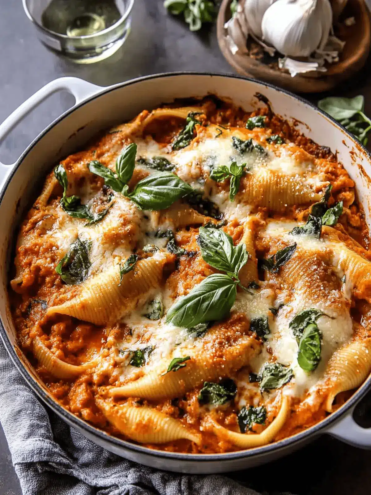 Indulge in Stuffed Creamy Tomato Basil Pasta Shells Tonight