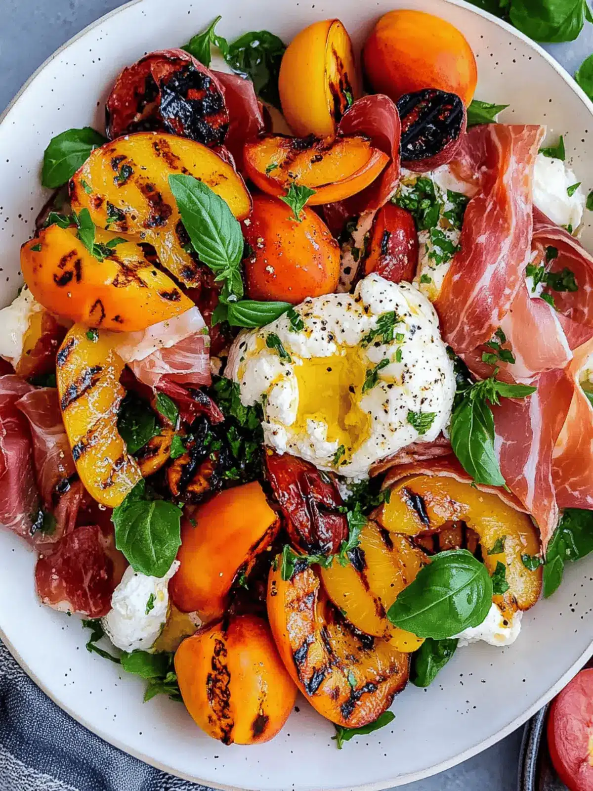 Grilled Nectarine Burrata Prosciutto Salad