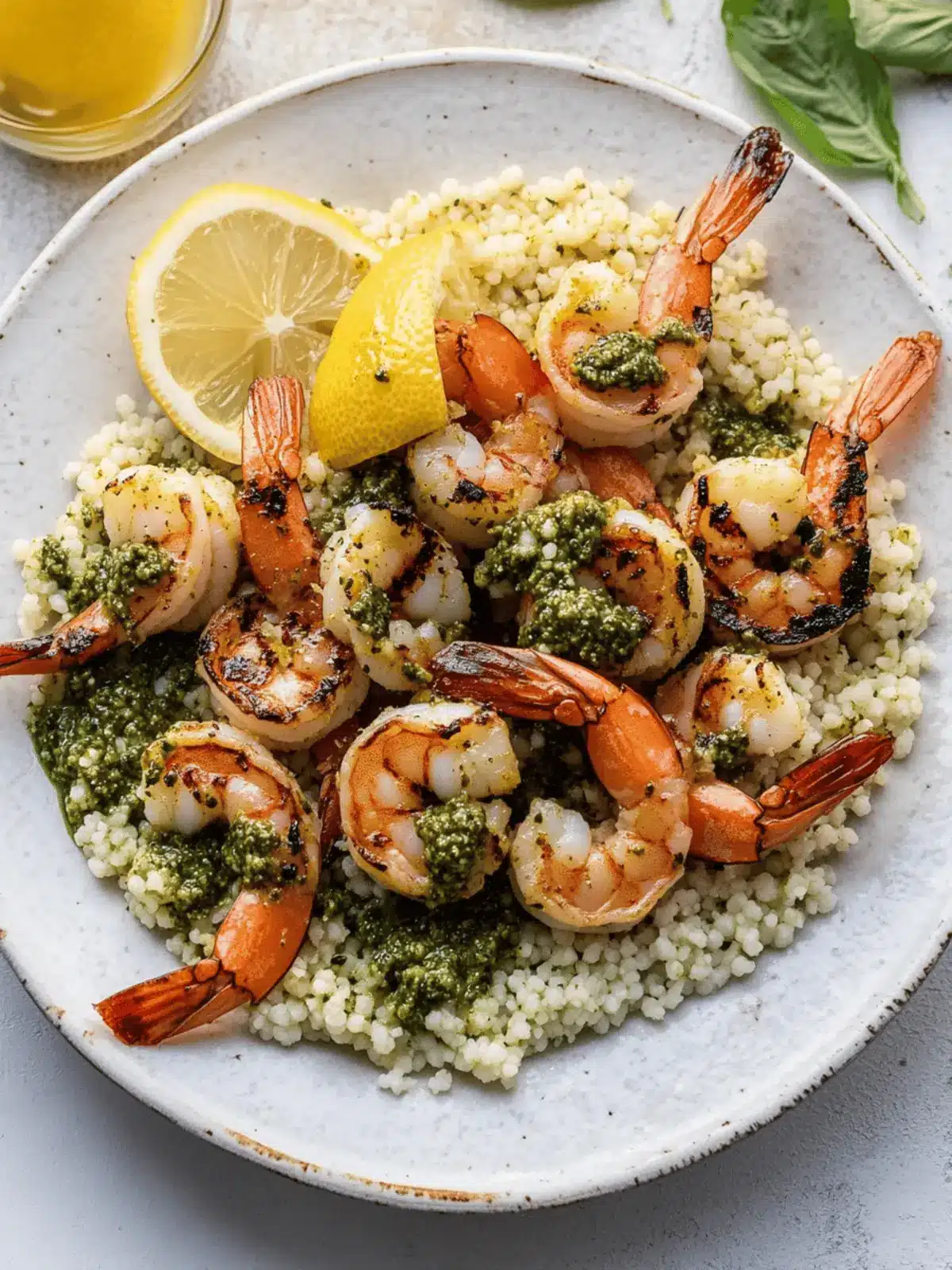 Grilled Lemon Shrimp with Pesto Couscous
