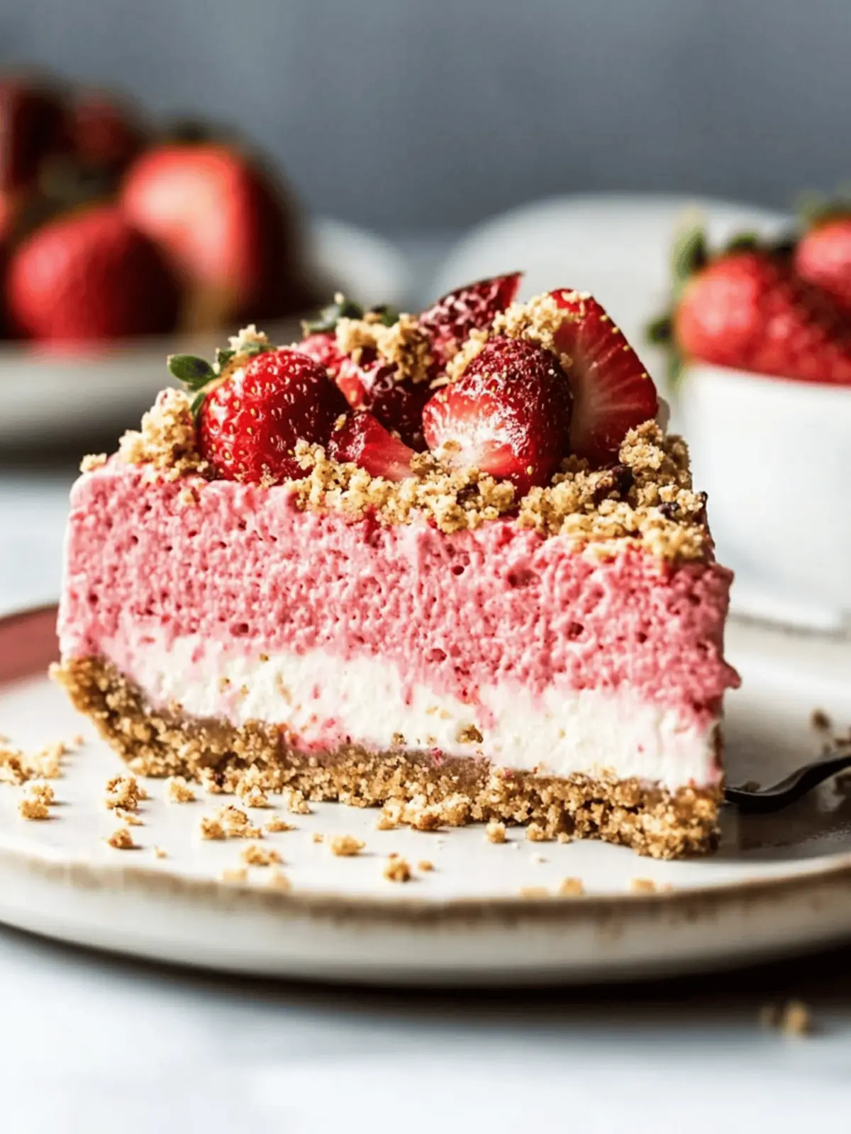 Easy Vegan No Bake Strawberry Crunch Cheesecake