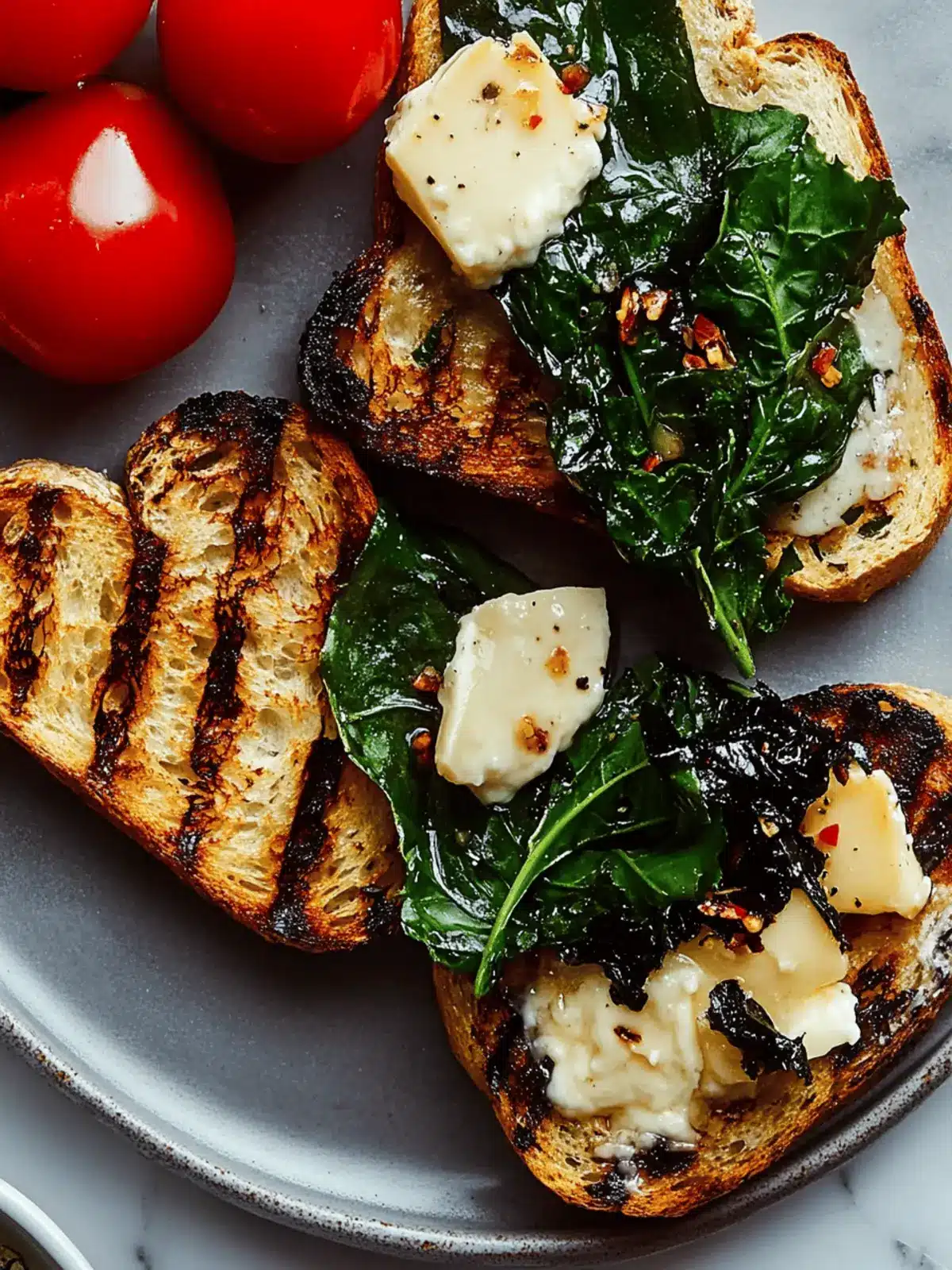 Grilled Greens and Cheese on Toast