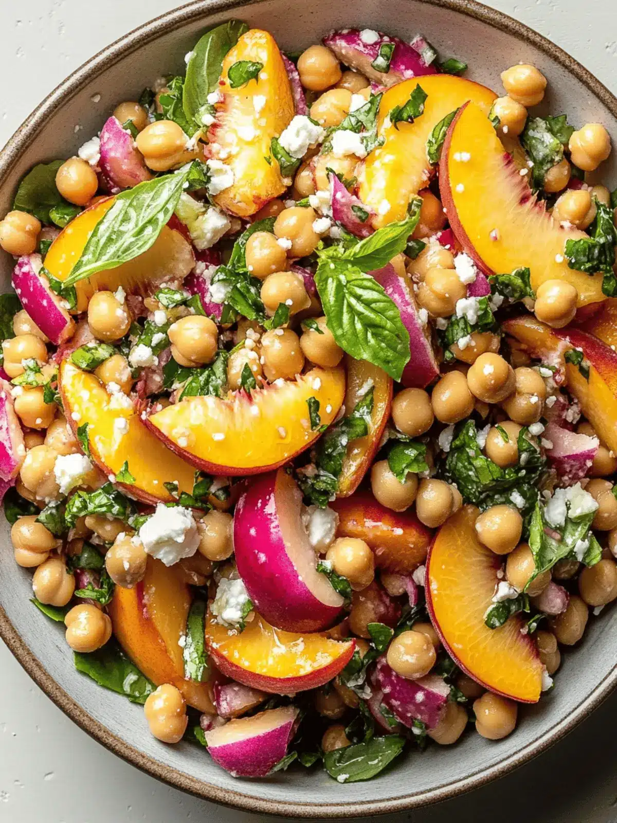 Chickpea Peach Salad with Honey Lime Dressing
