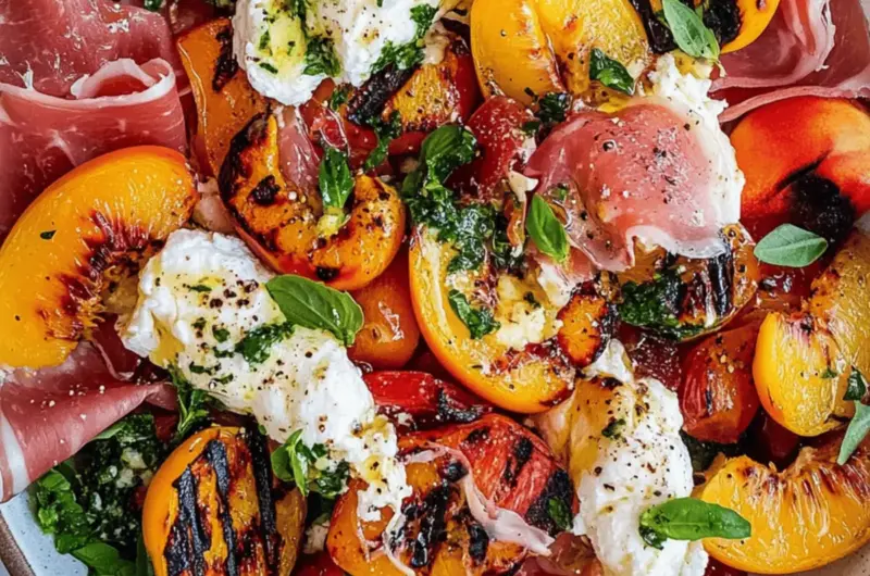 Grilled Nectarine Burrata Prosciutto Salad