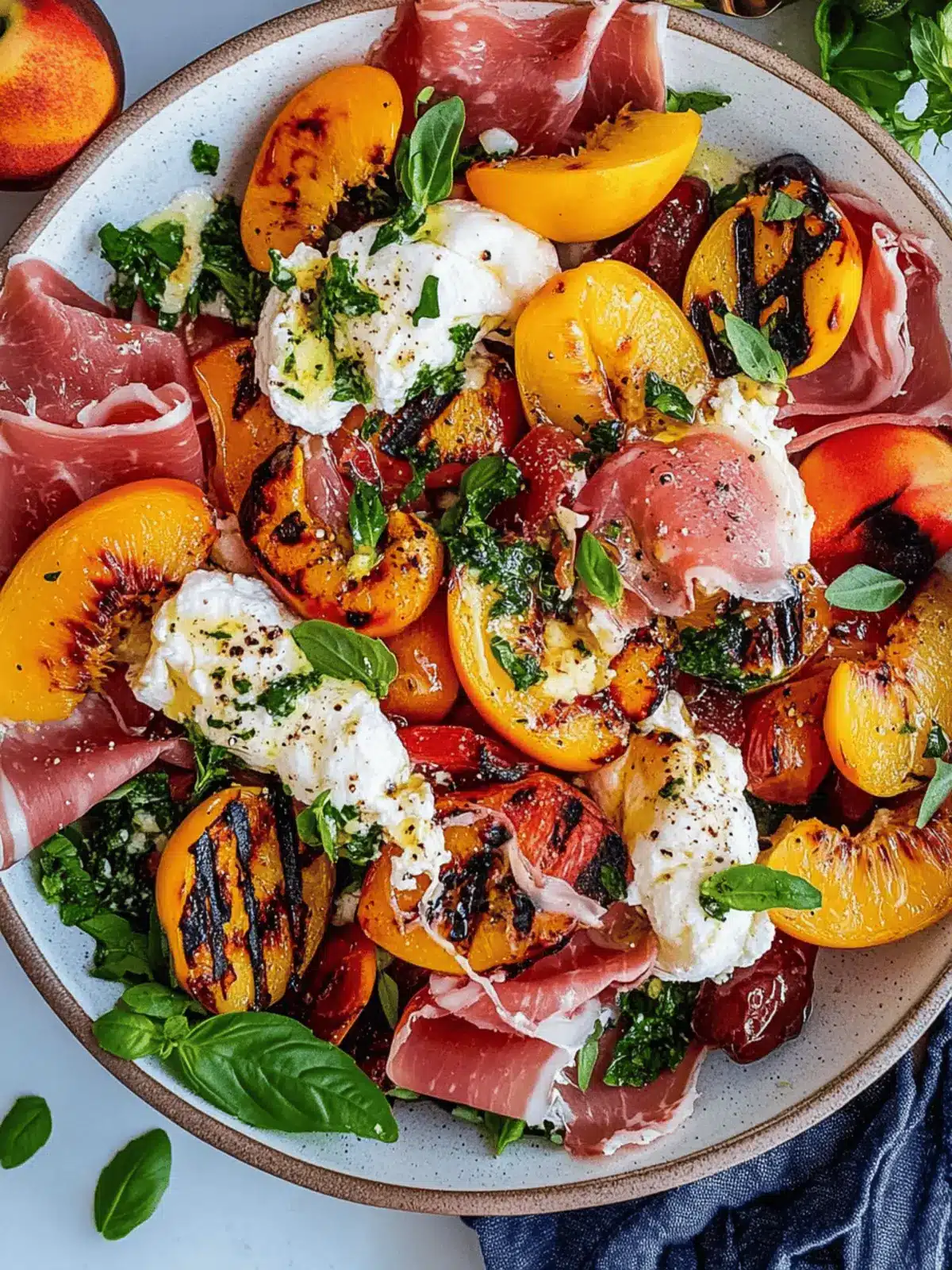 Grilled Nectarine Burrata Prosciutto Salad
