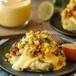 Smashed Potato Eggs Benedict with Corn Hollandaise