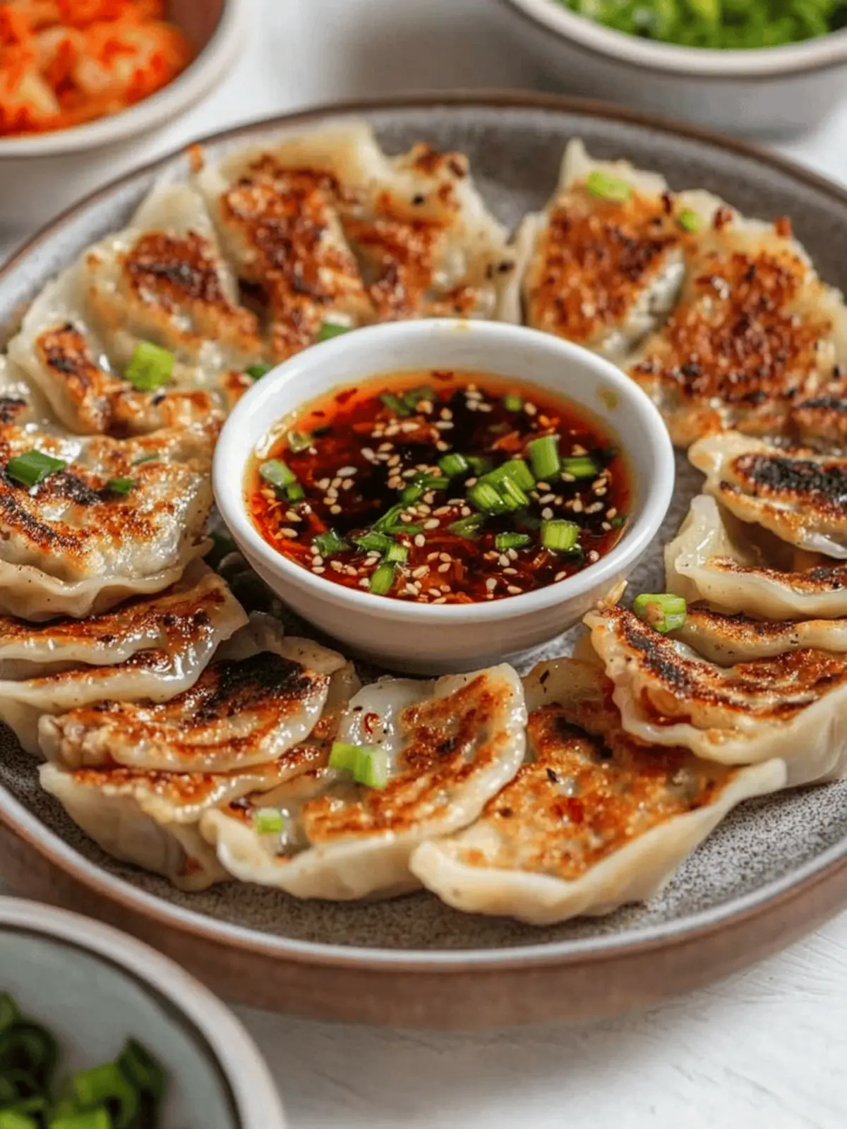 Smashed Chicken Gyoza with Kimchi & Rice