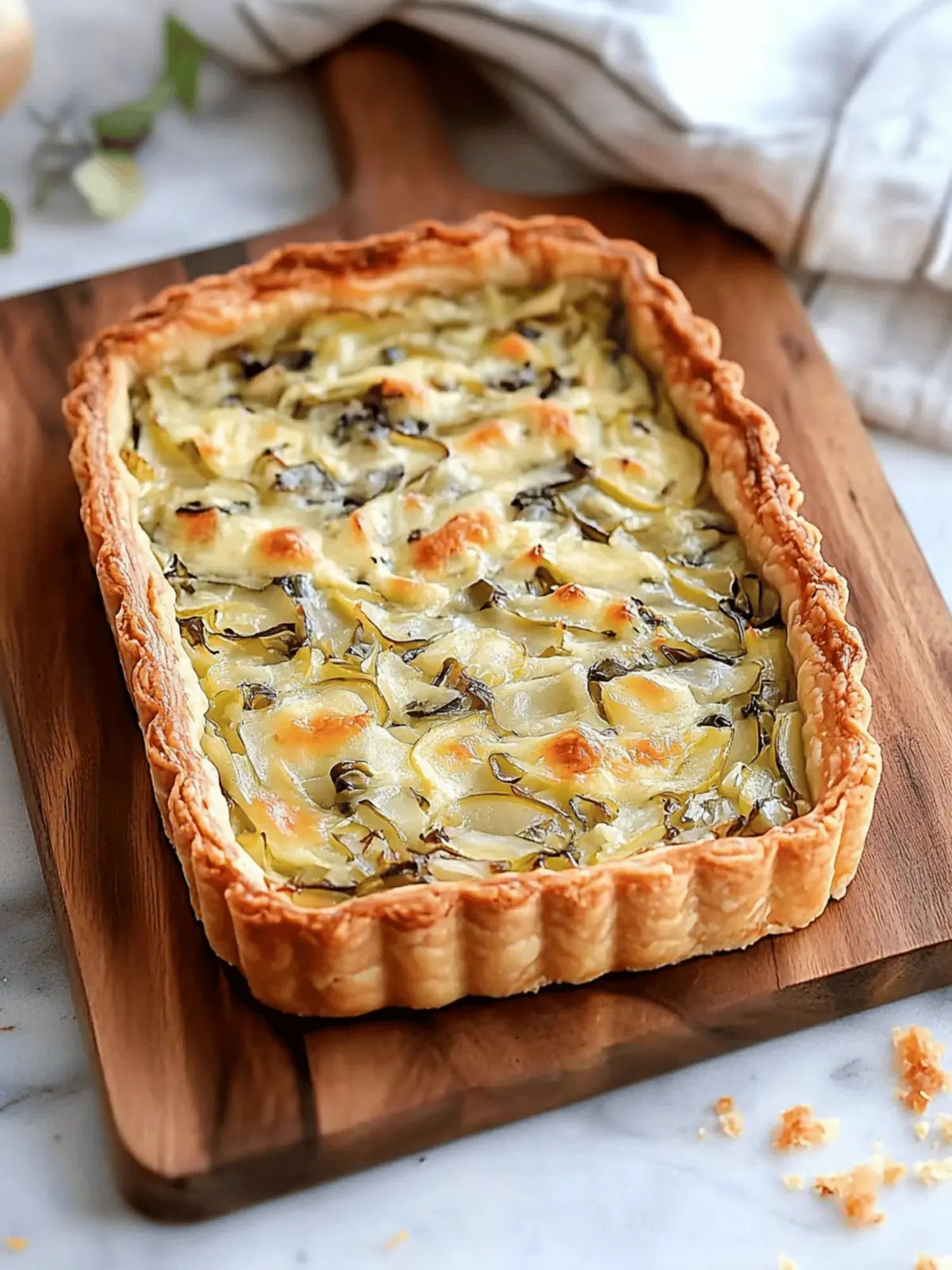 Moist Leek Tart with Gruyere and Onions