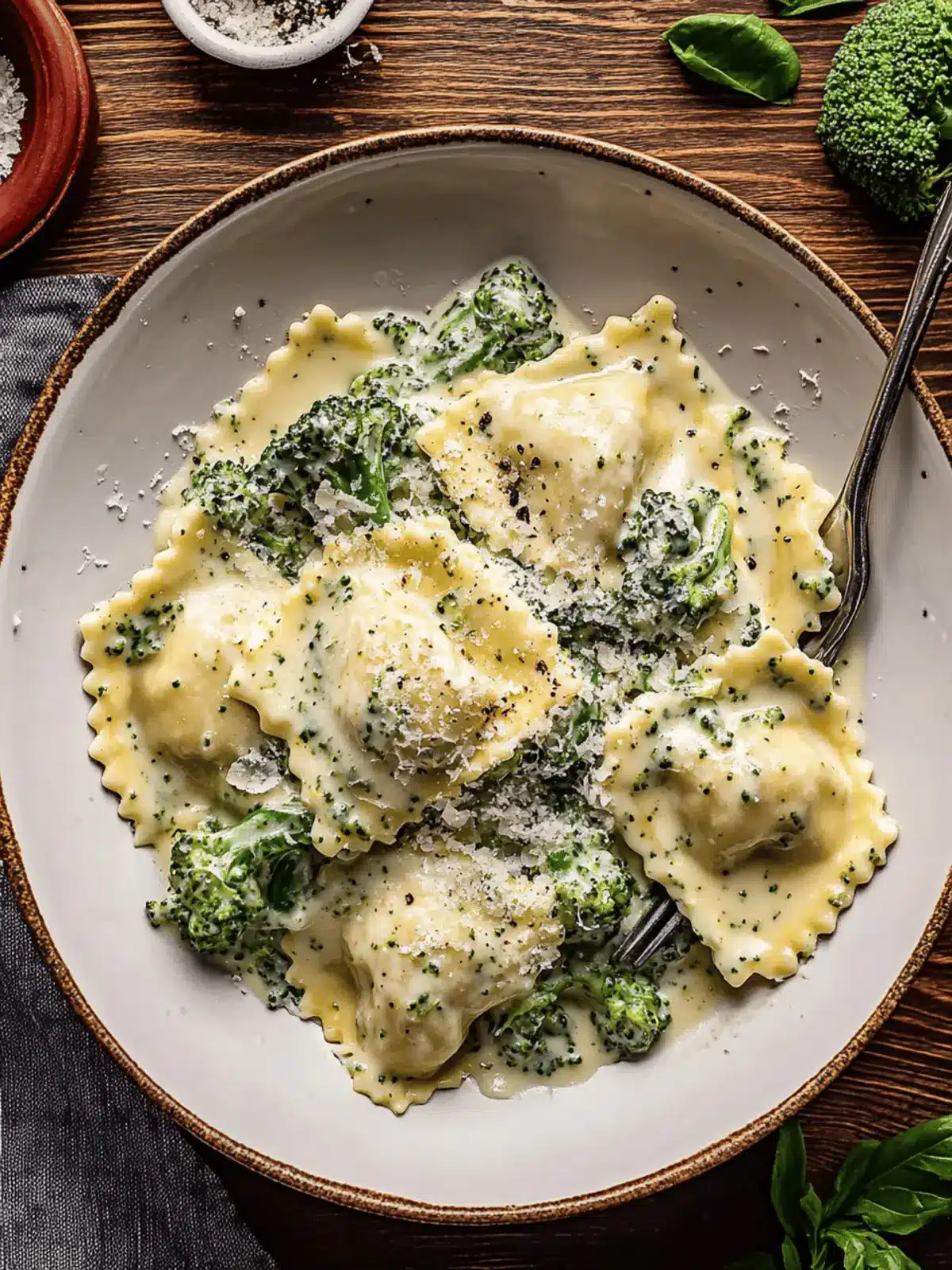 Creamy Date Night Broccoli Alfredo Ravioli