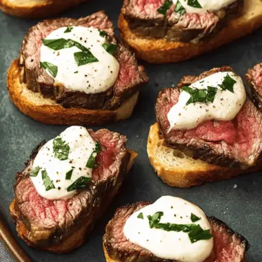 Steak Crostini with Horseradish Cream