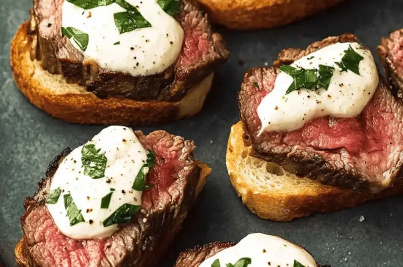 Steak Crostini with Horseradish Cream