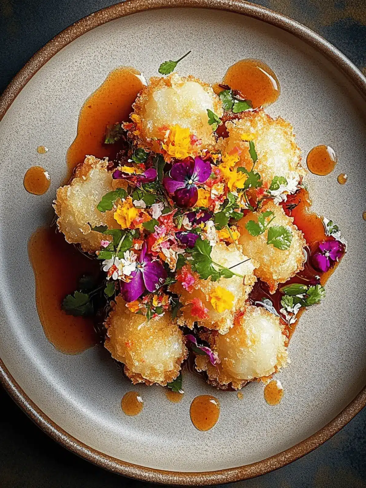 Cod Tempura with Blossom Salsa and Mirin-Ginger Glaze