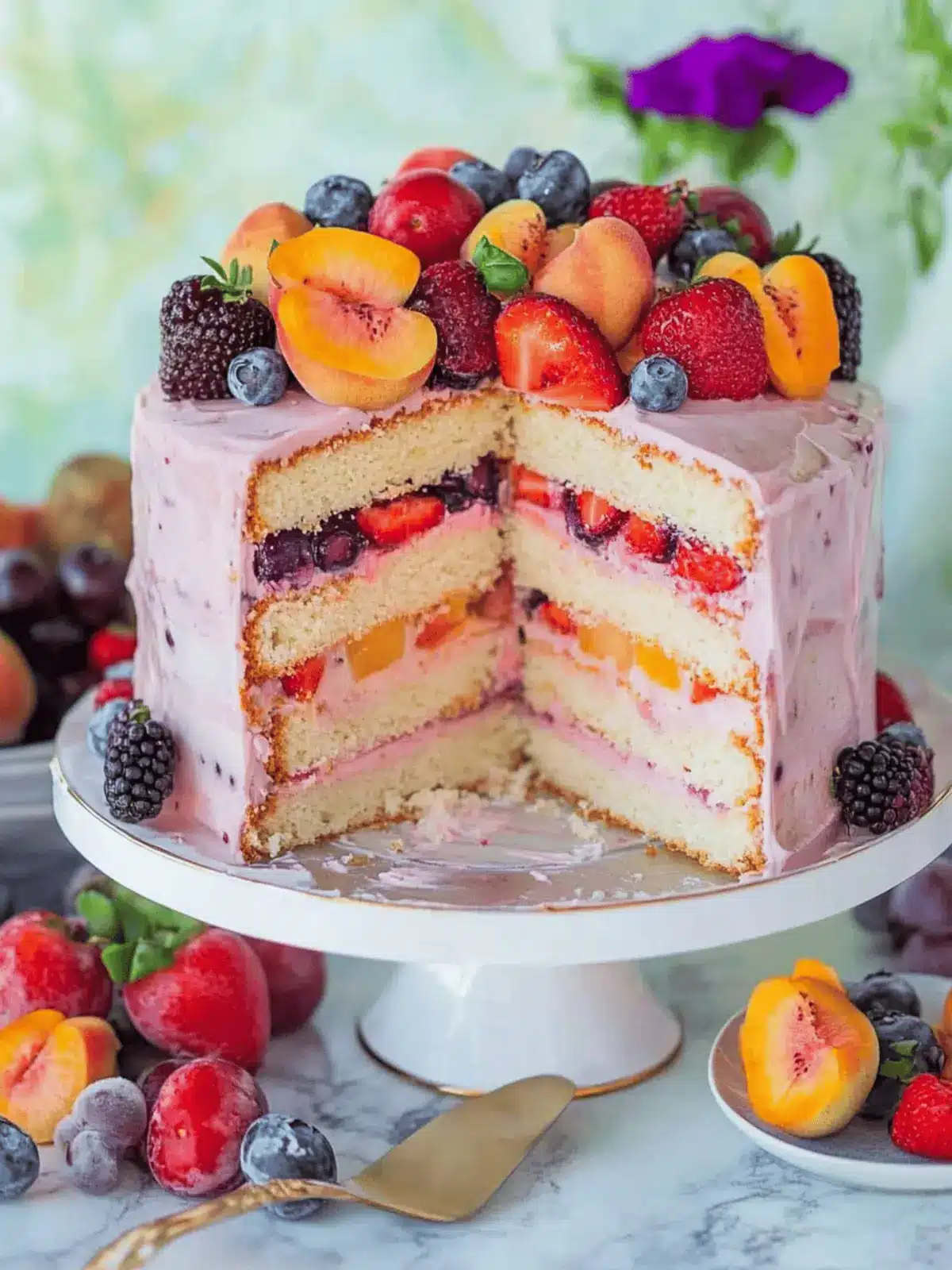 Summer Fruit Sangria Cake
