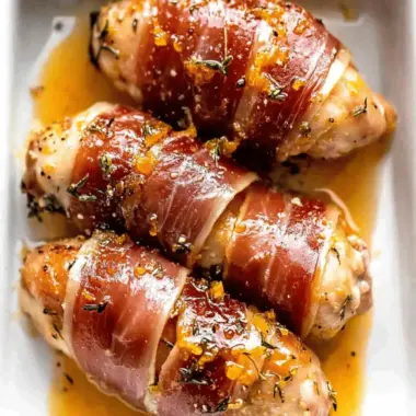 Brie Stuffed Prosciutto Wrapped Orange Chicken