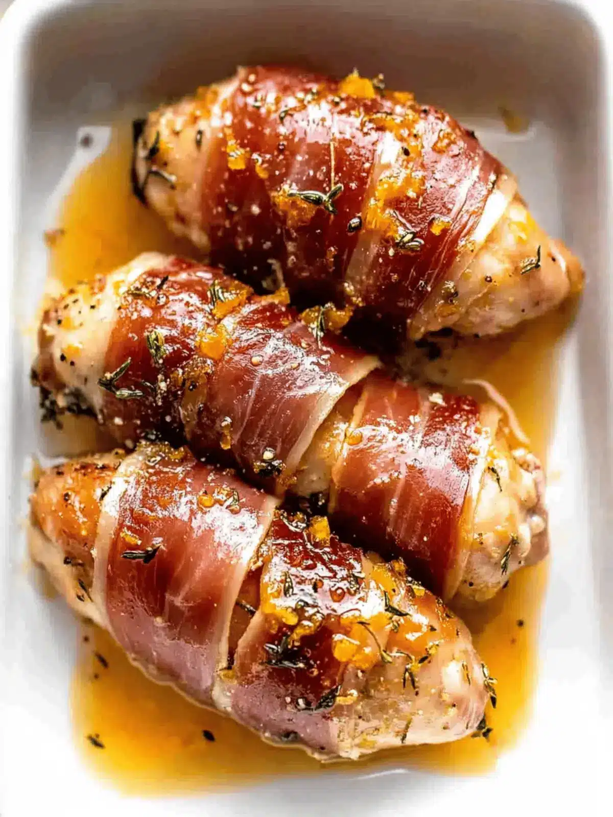 Brie Stuffed Prosciutto Wrapped Orange Chicken