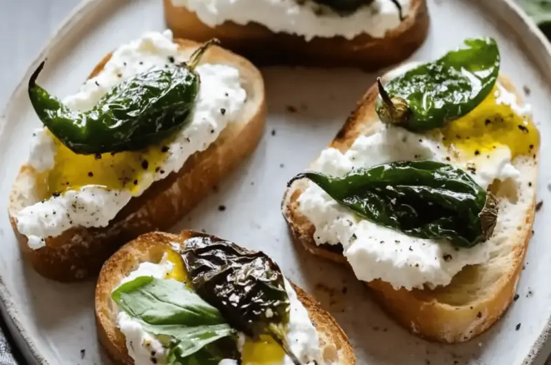 5-Ingredient Shishito Pepper and Burrata Crostini