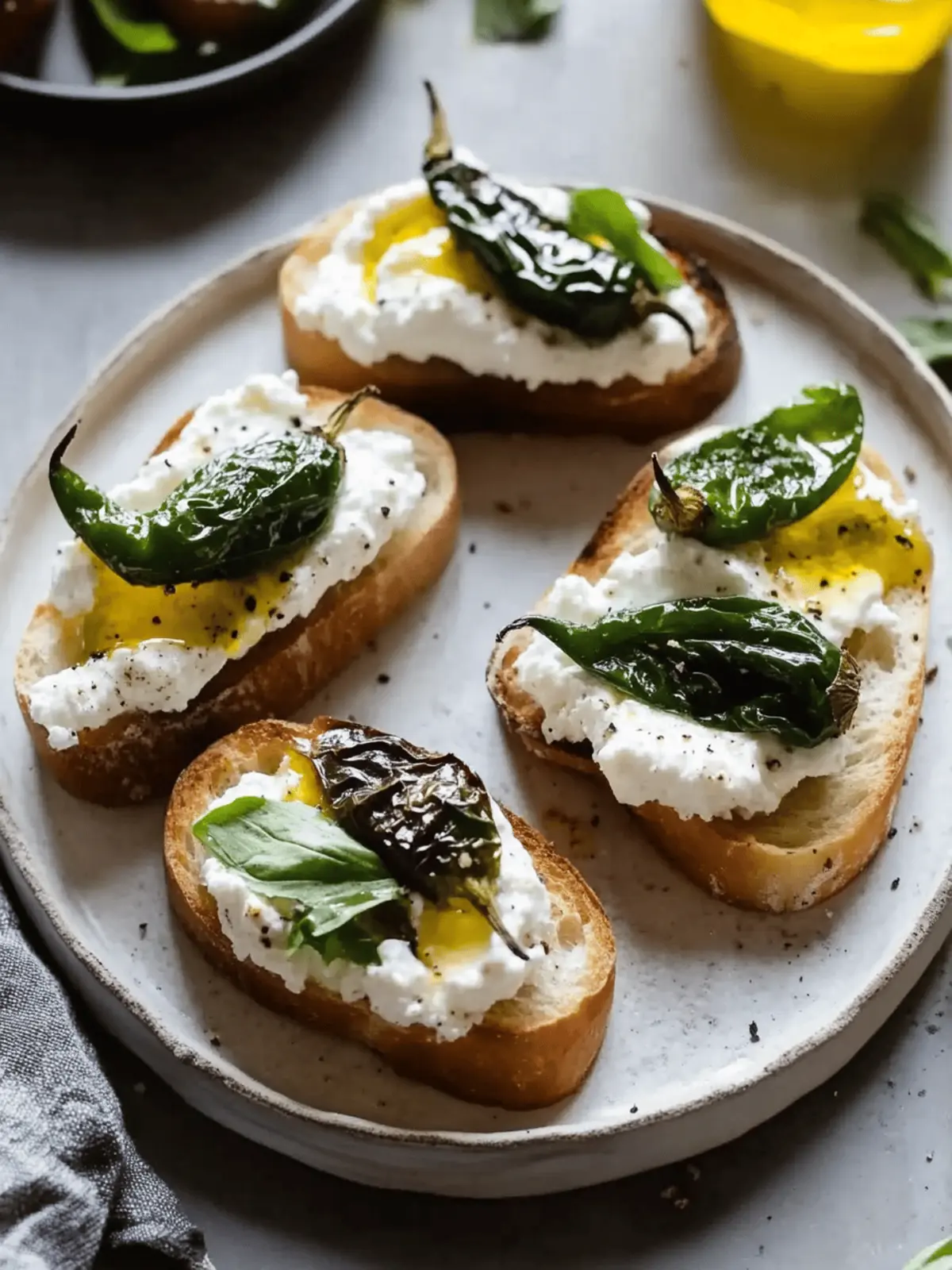 5-Ingredient Shishito Pepper and Burrata Crostini