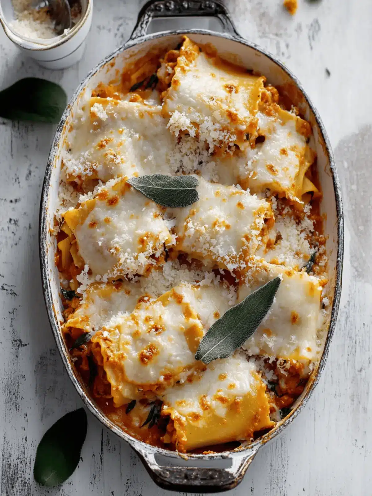Pumpkin Lasagna Roll Ups with Crispy Sage