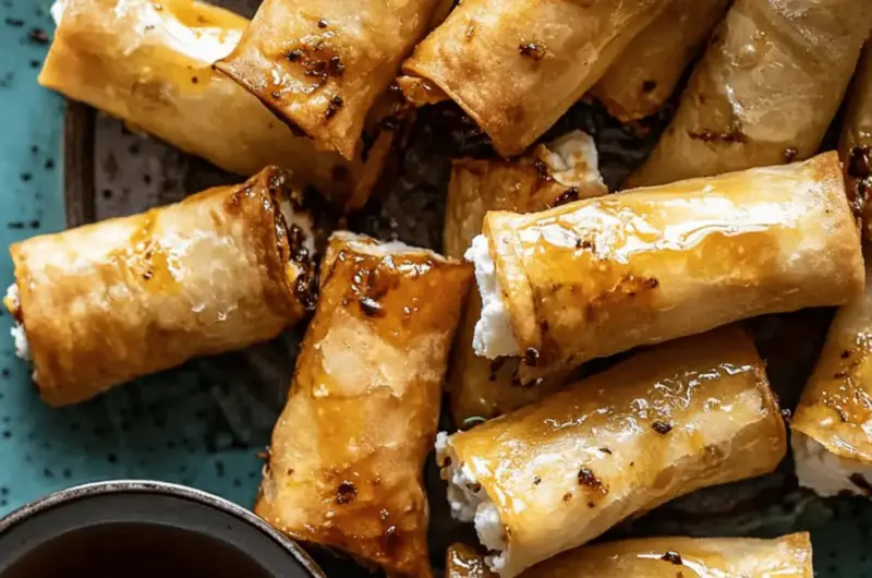 Fried Feta Rolls with Chili Honey