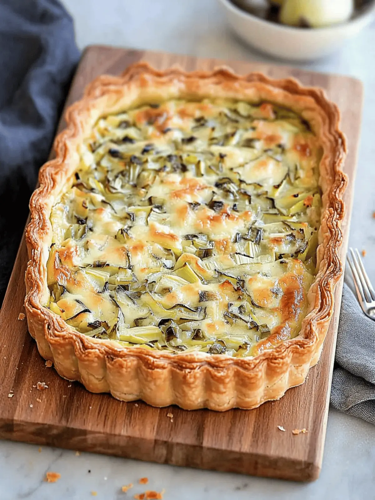 Moist Leek Tart with Gruyere and Onions