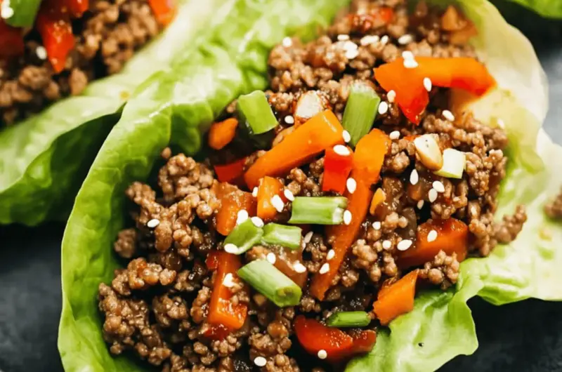 Asian-Style Ground Beef Lettuce Wraps