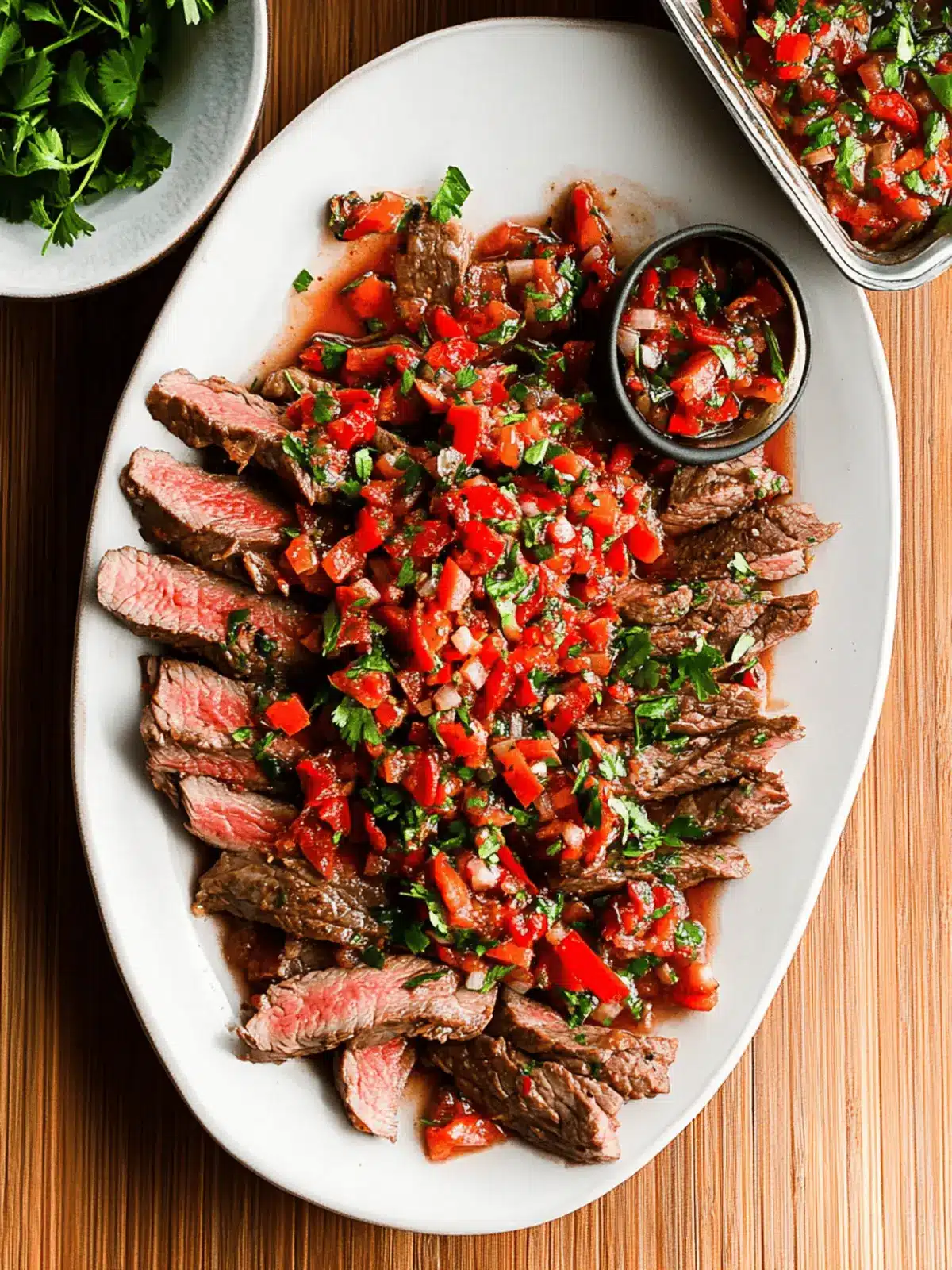 Skirt Steak with Roasted Red Pepper Relish