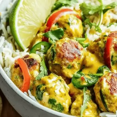 Jalapeño Coconut Curry Chicken Meatball Bowls