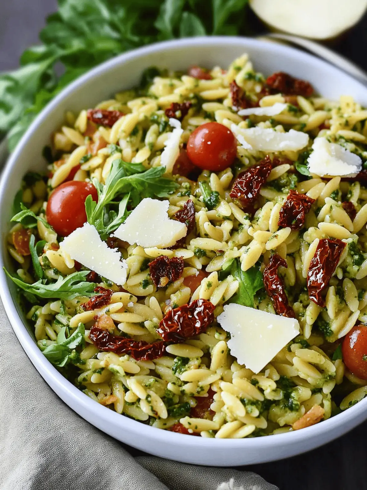 Pesto Orzo Salad with Sundried Tomatoes