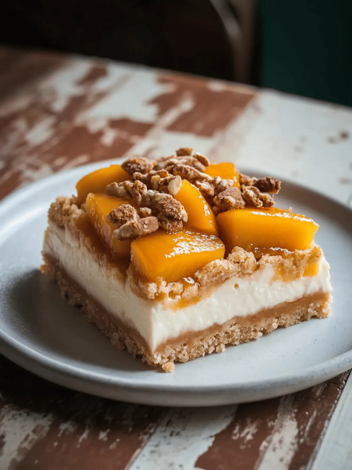 Peach Cobbler Cheesecake Bars