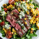 Balsamic Steak Gorgonzola Salad with Grilled Corn