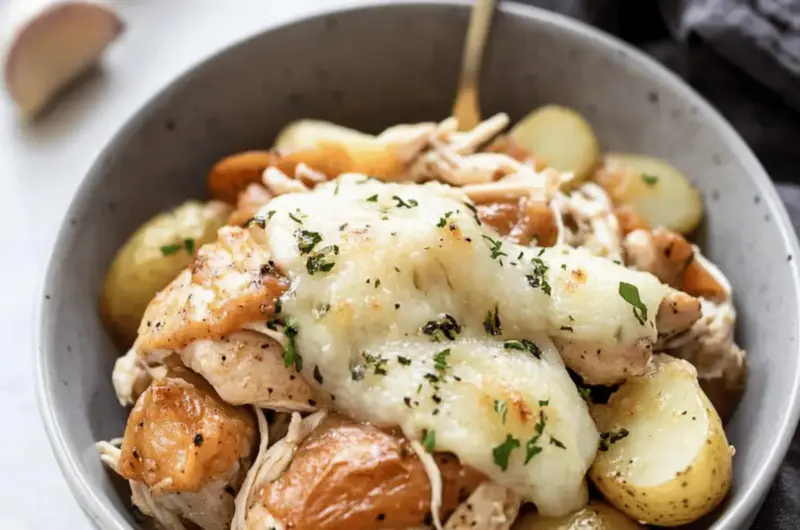 Slow Cooker Garlic Parmesan Chicken and Potatoes
