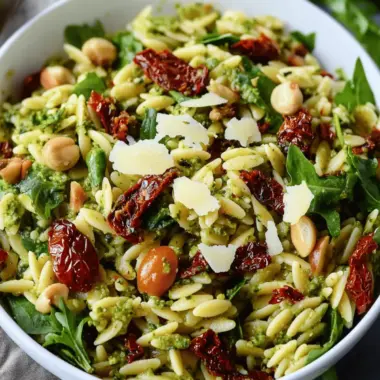 Pesto Orzo Salad with Sundried Tomatoes