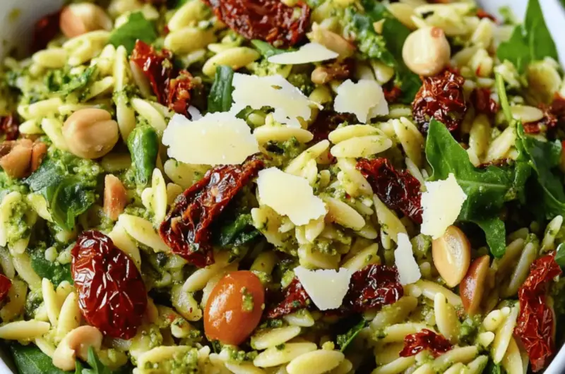 Pesto Orzo Salad with Sundried Tomatoes