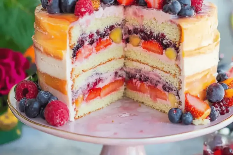 Summer Fruit Sangria Cake