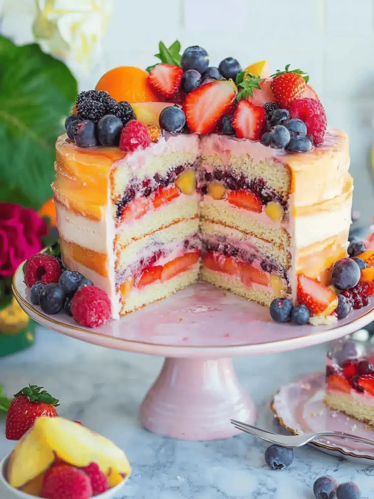 Summer Fruit Sangria Cake