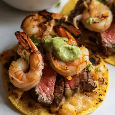Grilled Steak and Shrimp Tostadas