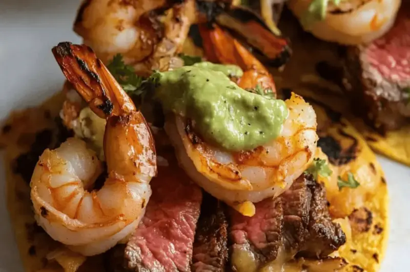 Grilled Steak and Shrimp Tostadas