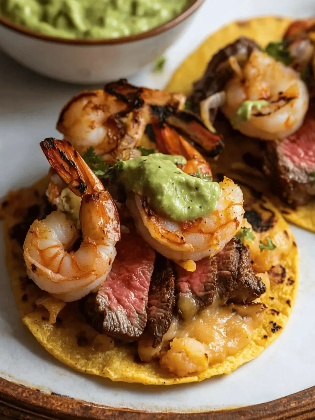 Grilled Steak and Shrimp Tostadas