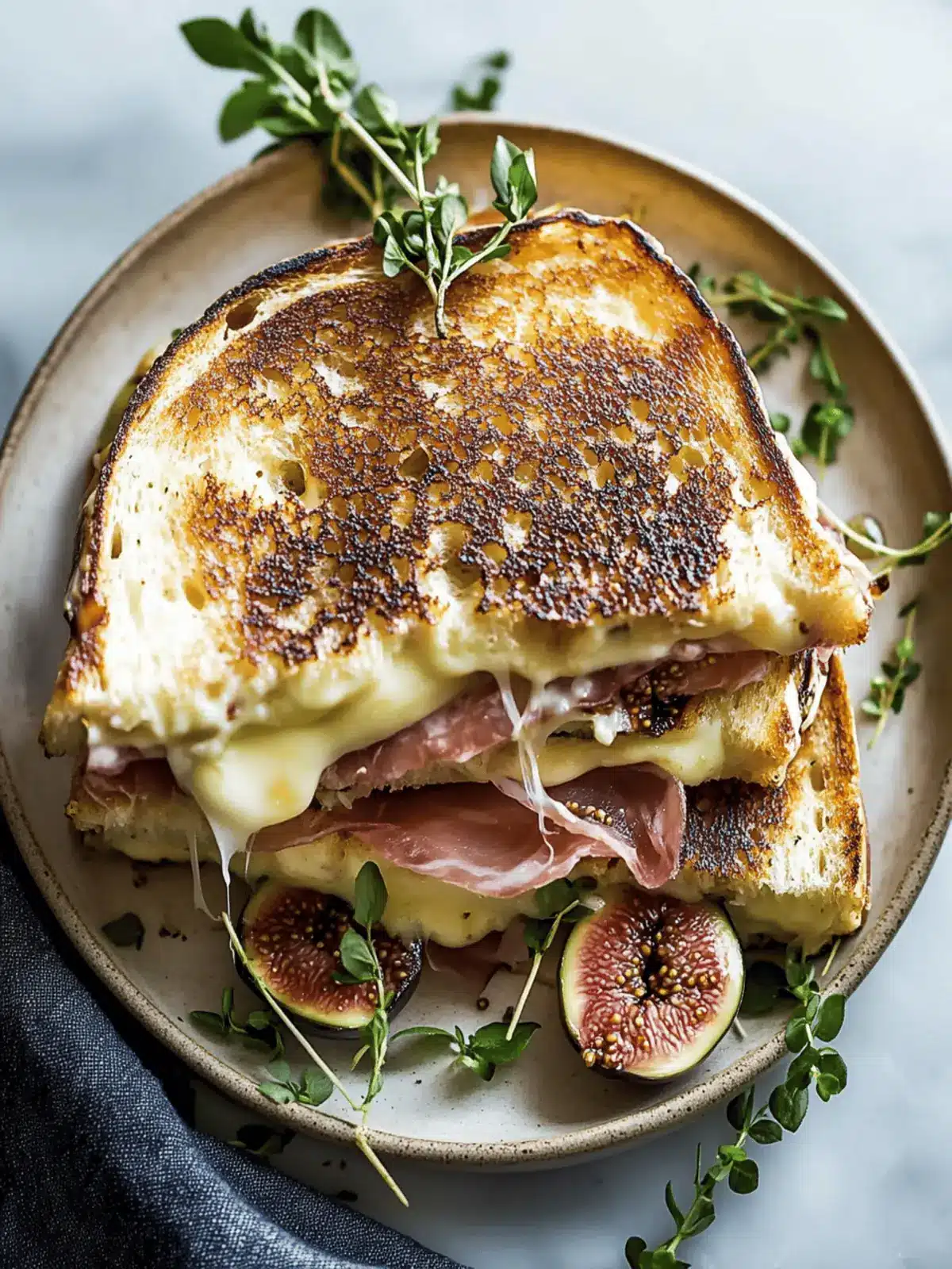 Gourmet Brie, Fig & Prosciutto Grilled Cheese Sandwich