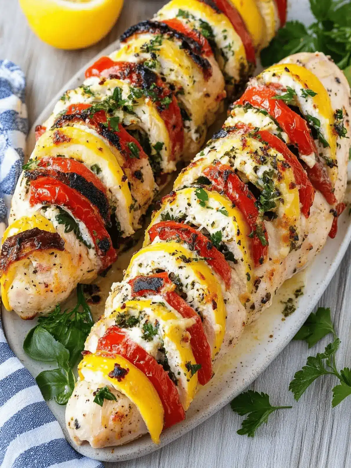 Greek Stuffed Chicken ( Hasselback)