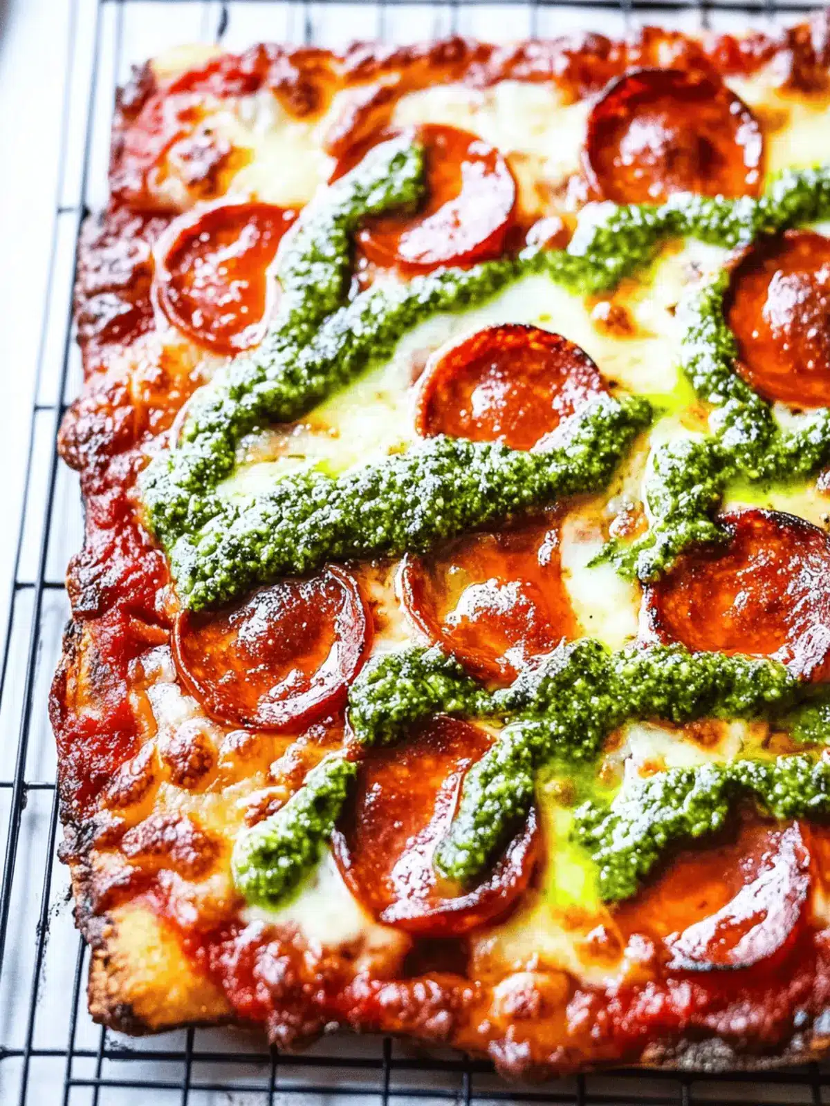 Pepperoni and Roasted Jalapeno Pesto Pan Pizza