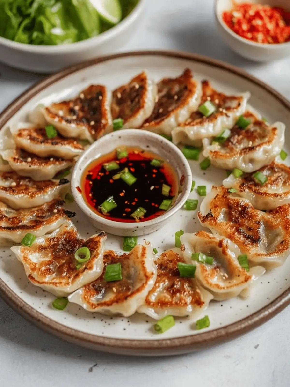Smashed Chicken Gyoza with Kimchi & Rice