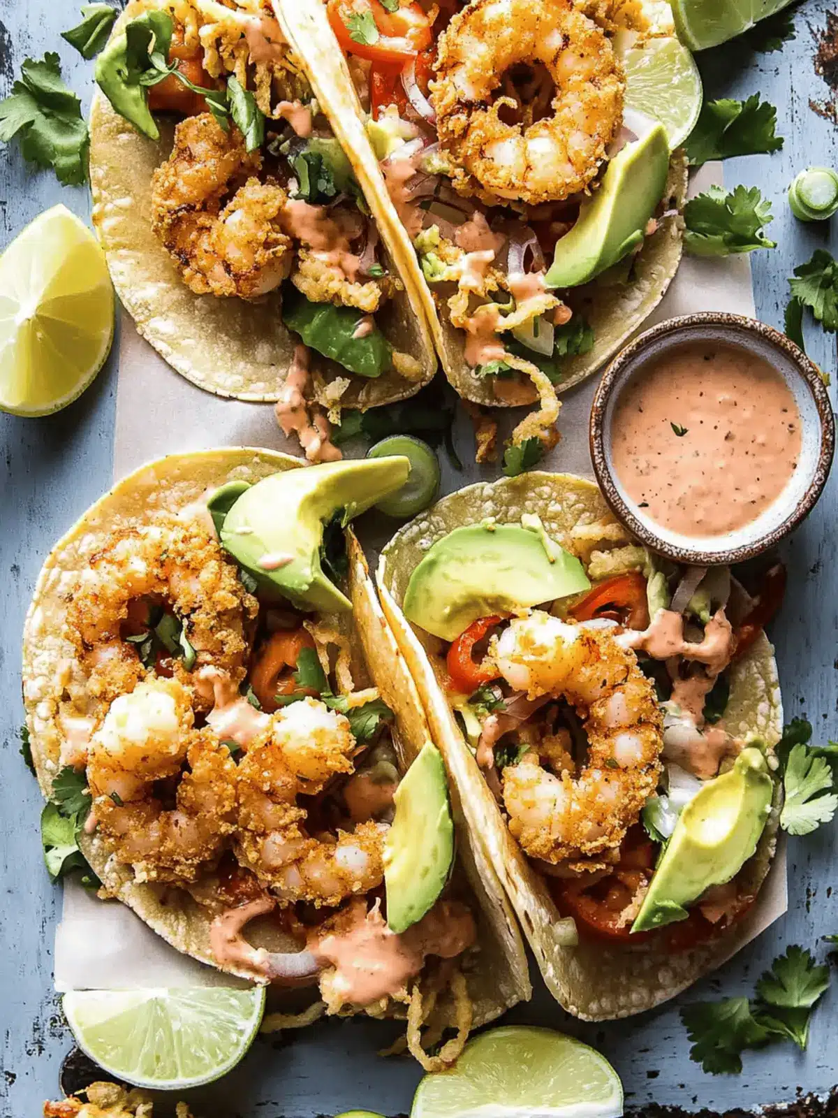 Bang Bang Shrimp and Fried Avocado Tacos