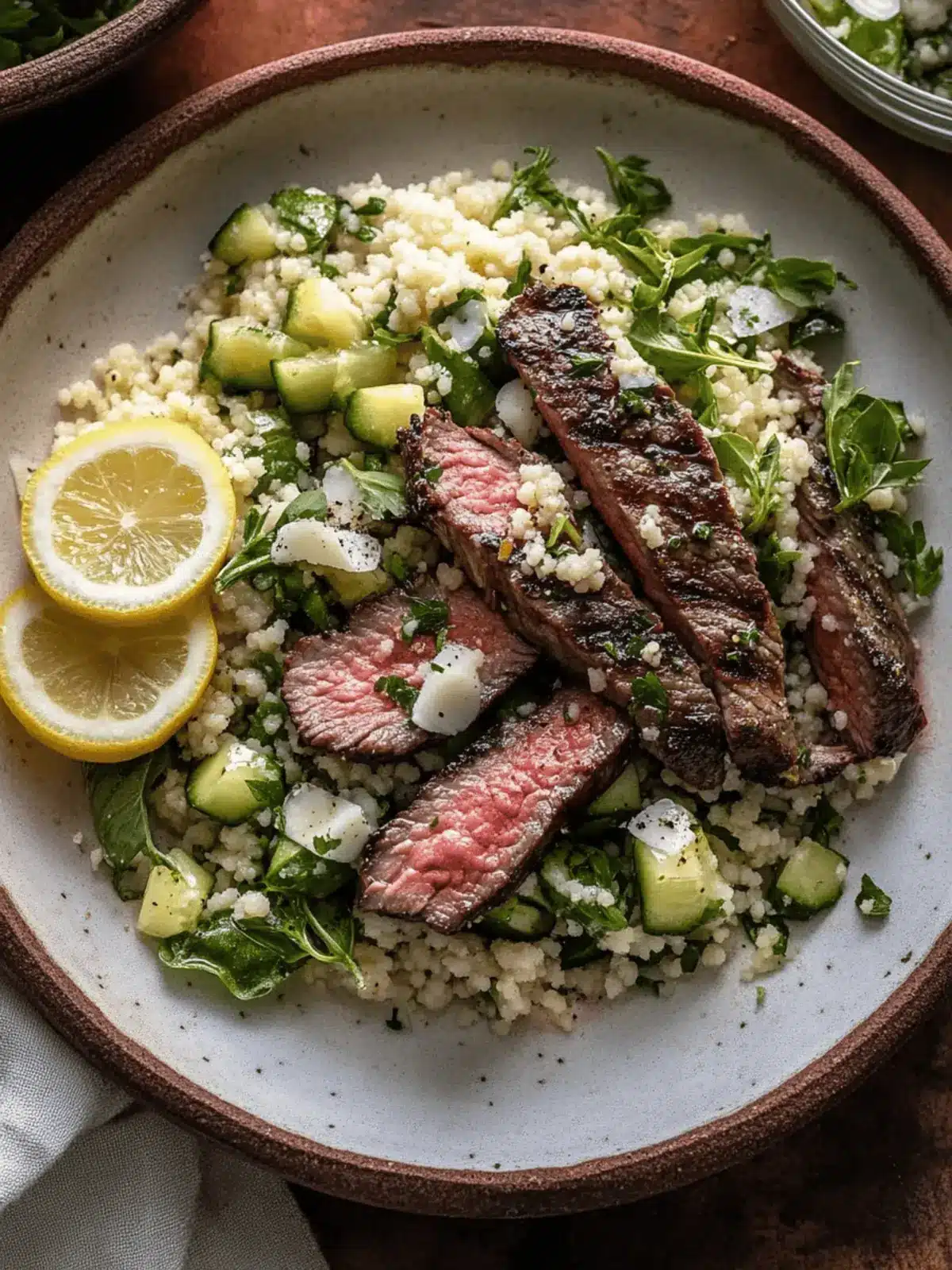 Grilled Skirt Steak with Lemon Herb Couscous Salad