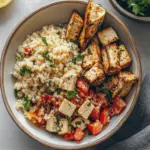Mediterranean Herbed Lemon Tofu and Couscous Bowl