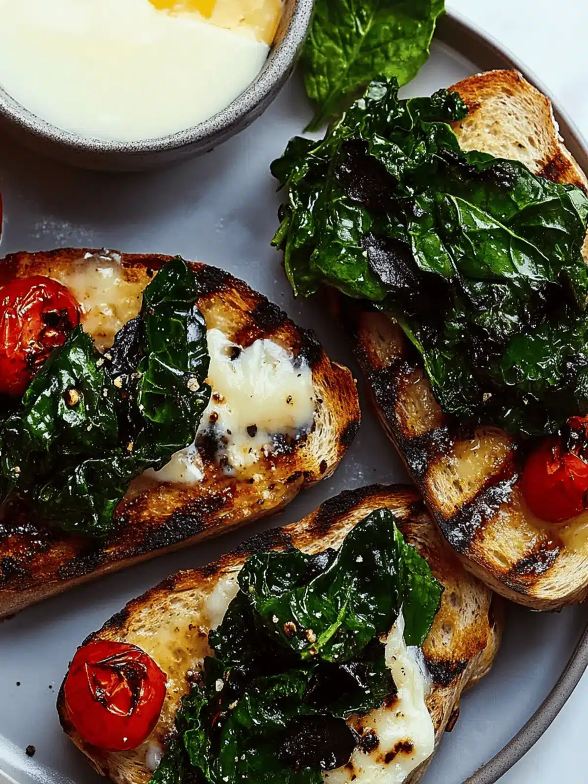 Grilled Greens and Cheese on Toast