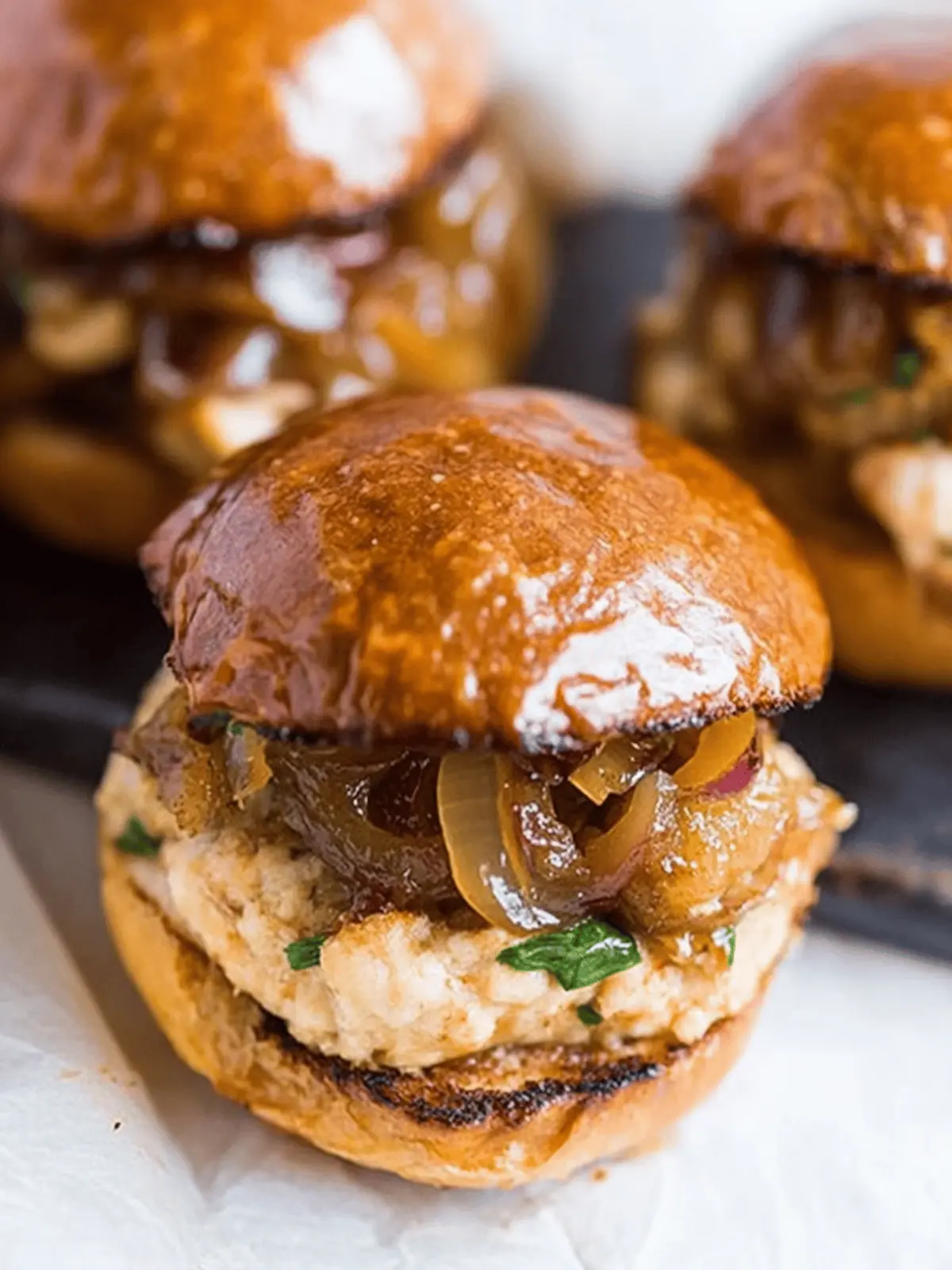 Apple Butter Onion Chicken Burgers