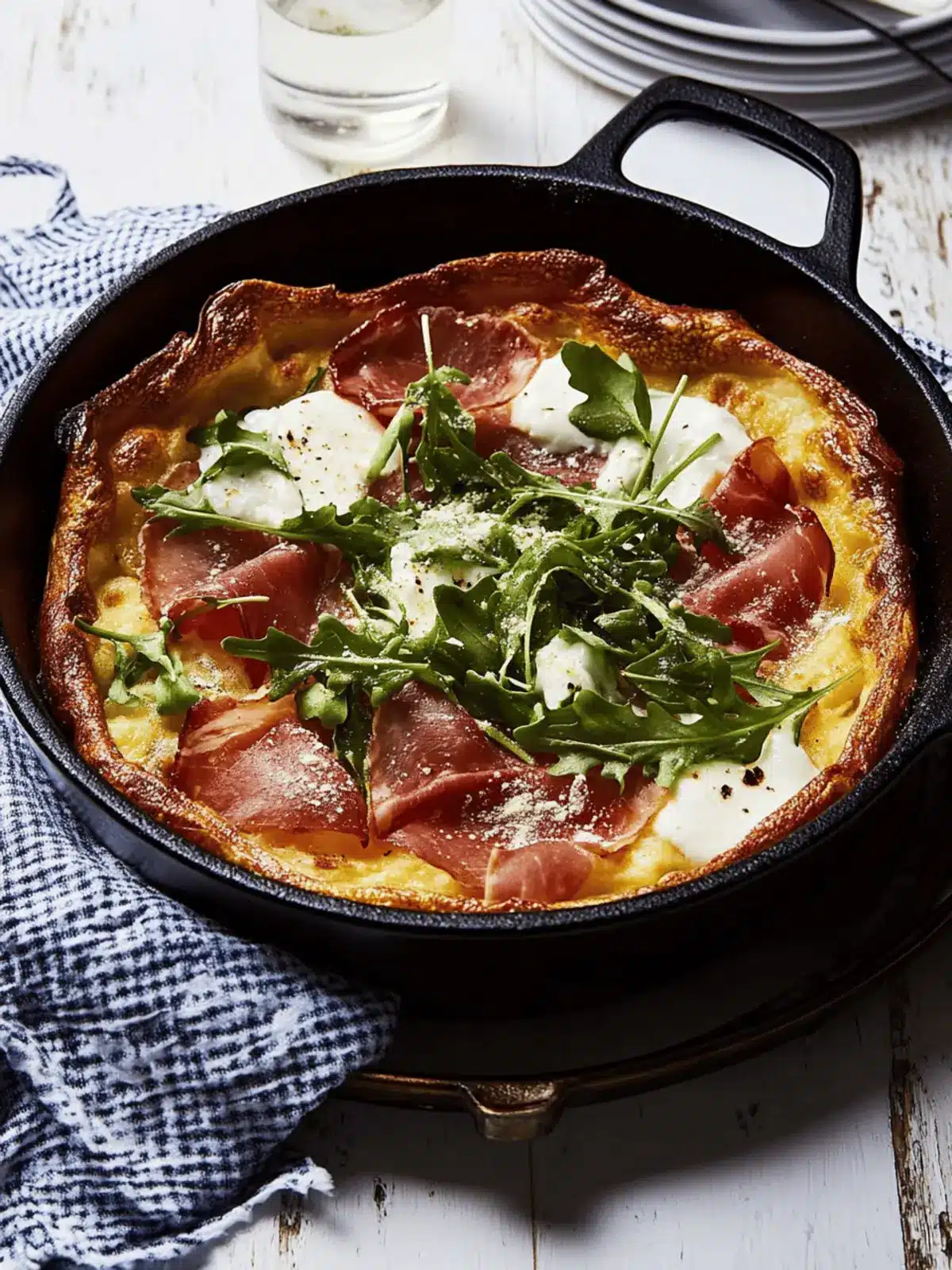 Prosciutto Mozzarella Arugula Dutch Baby