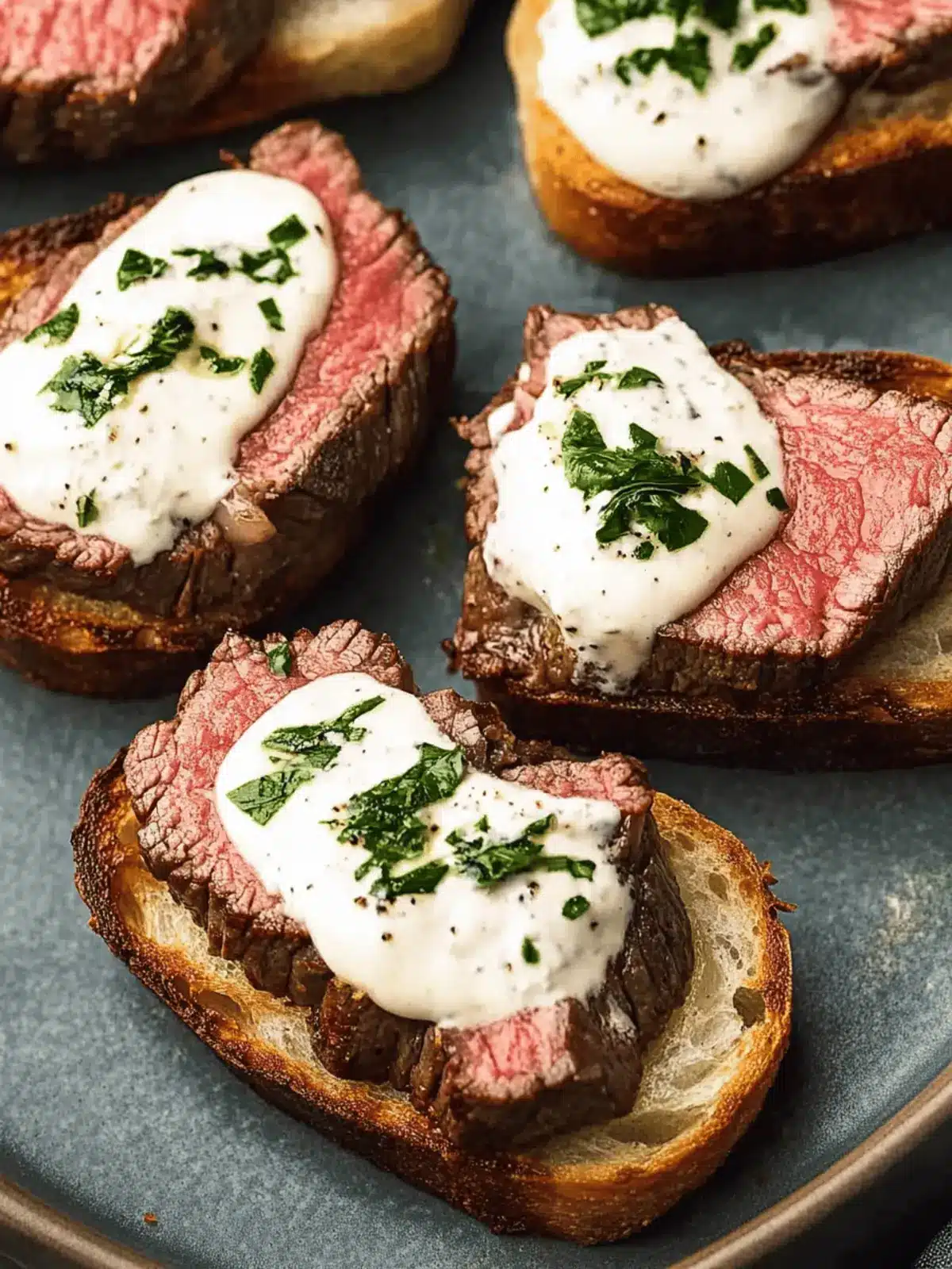 Steak Crostini with Horseradish Cream
